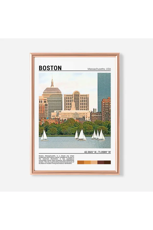 Boston Travel Poster, Massachusetts USA Art Print