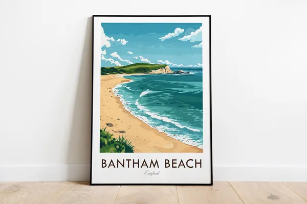 Bantham Beach England Vintage Style Travel Poster