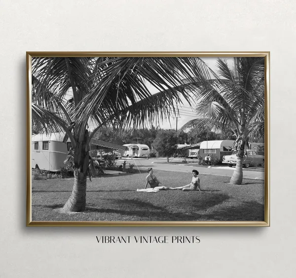 Sunbathing In Trailer Park, Vintage Florida Art Print