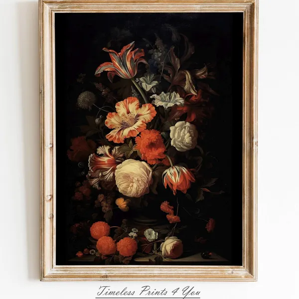 Moody Floral Botanical Wall Art Print