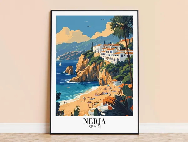Nerja Spain Travel Poster, Home Decoration