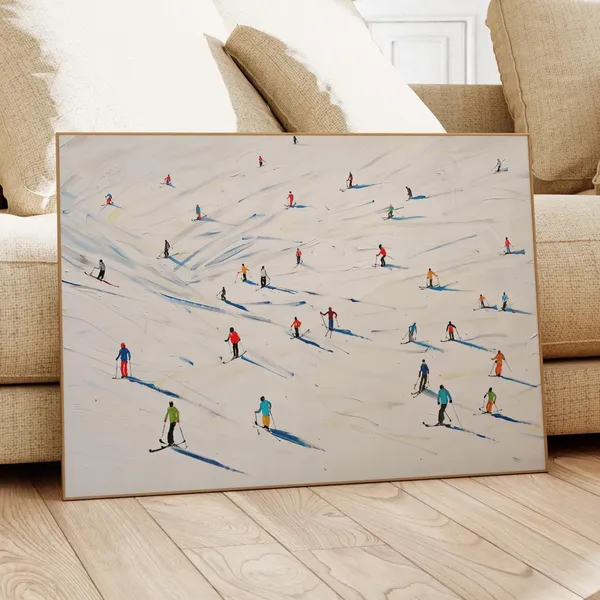 Abstract Winter Retro Ski Wall Art, Minimalist Print