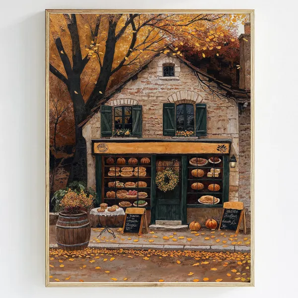 Autumn In New York Cafe Art Print, Cozy Fall