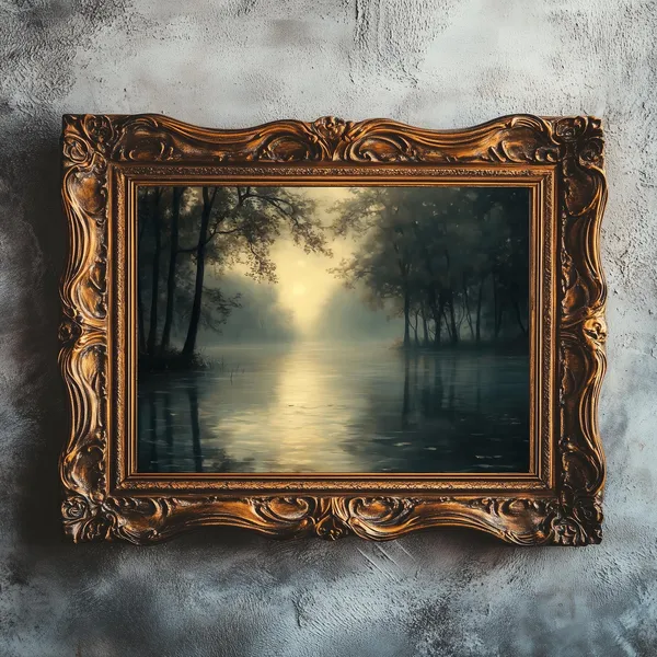 Dark Moody Fall Landscape Art Print, Vintage Rustic
