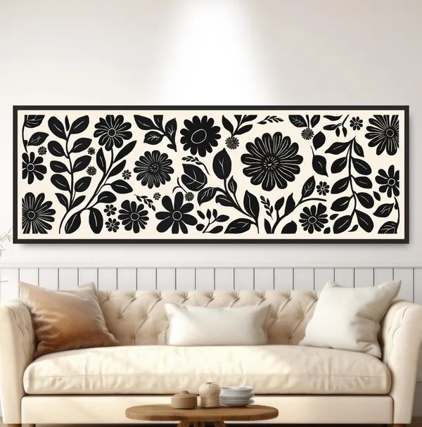 Black And White Abstract Botanical Art Print