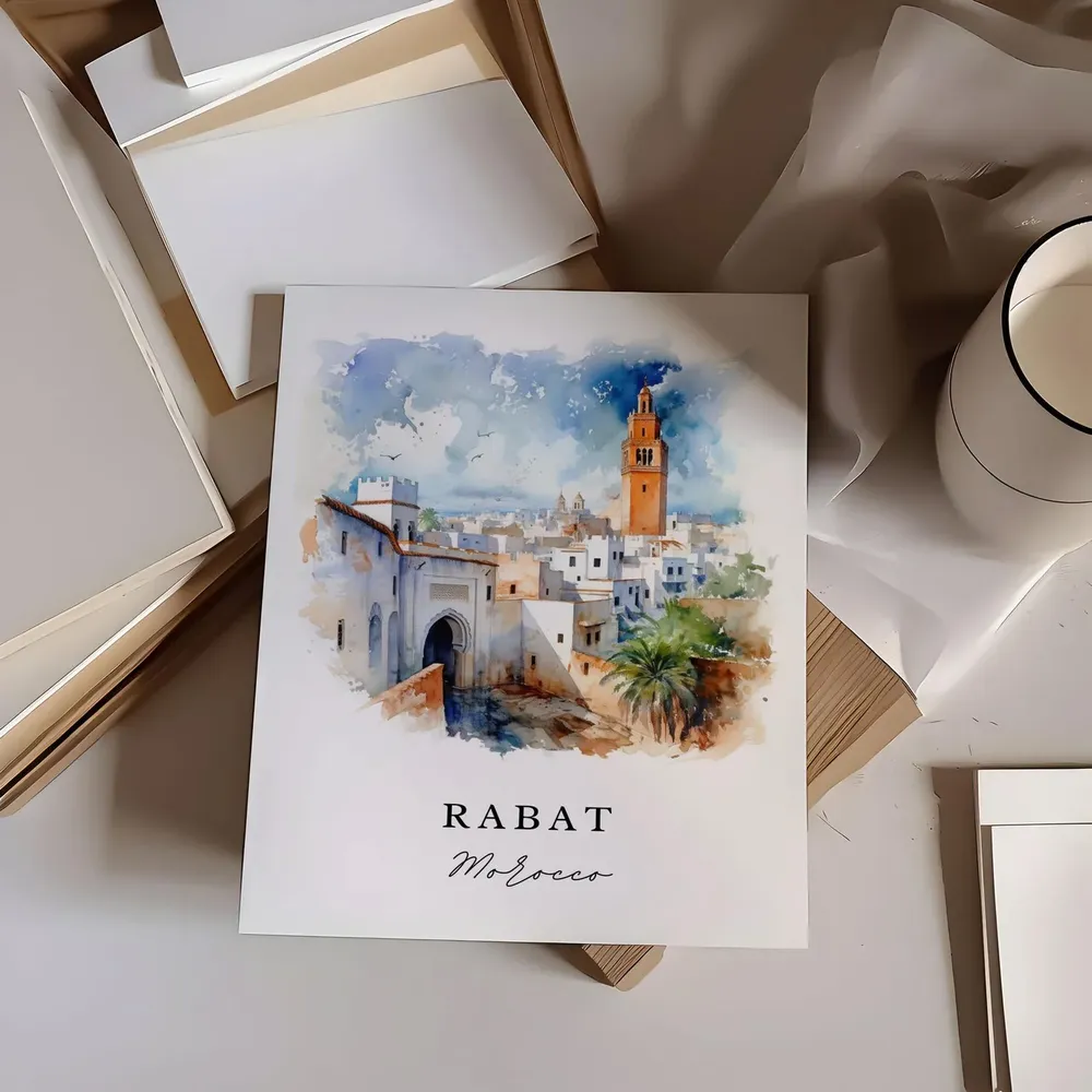 Rabat Morocco Travel Poster, Custom Text Personalized - Image 6