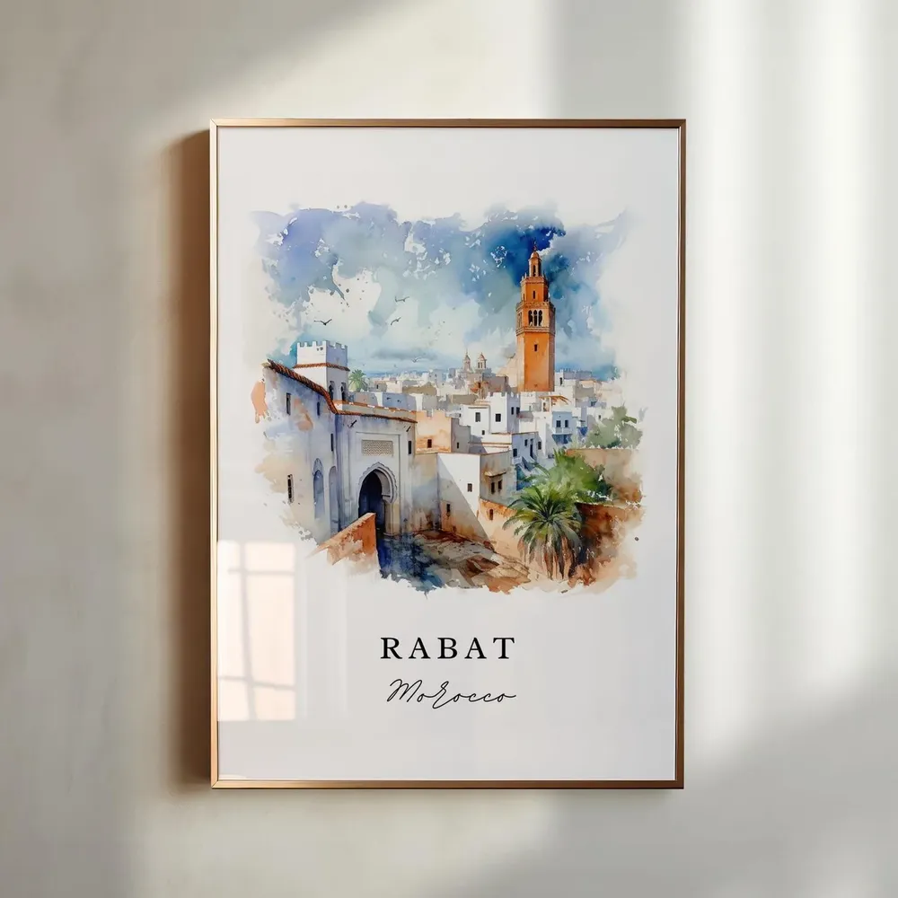 Rabat Morocco Travel Poster, Custom Text Personalized - Image 5