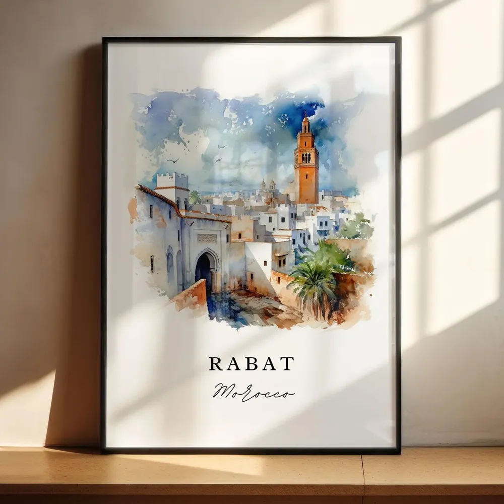 Rabat Morocco Travel Poster, Custom Text Personalized