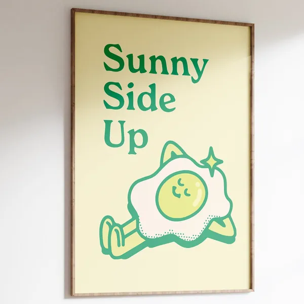 Sunny Side Up Positive Retro Quote Art Print
