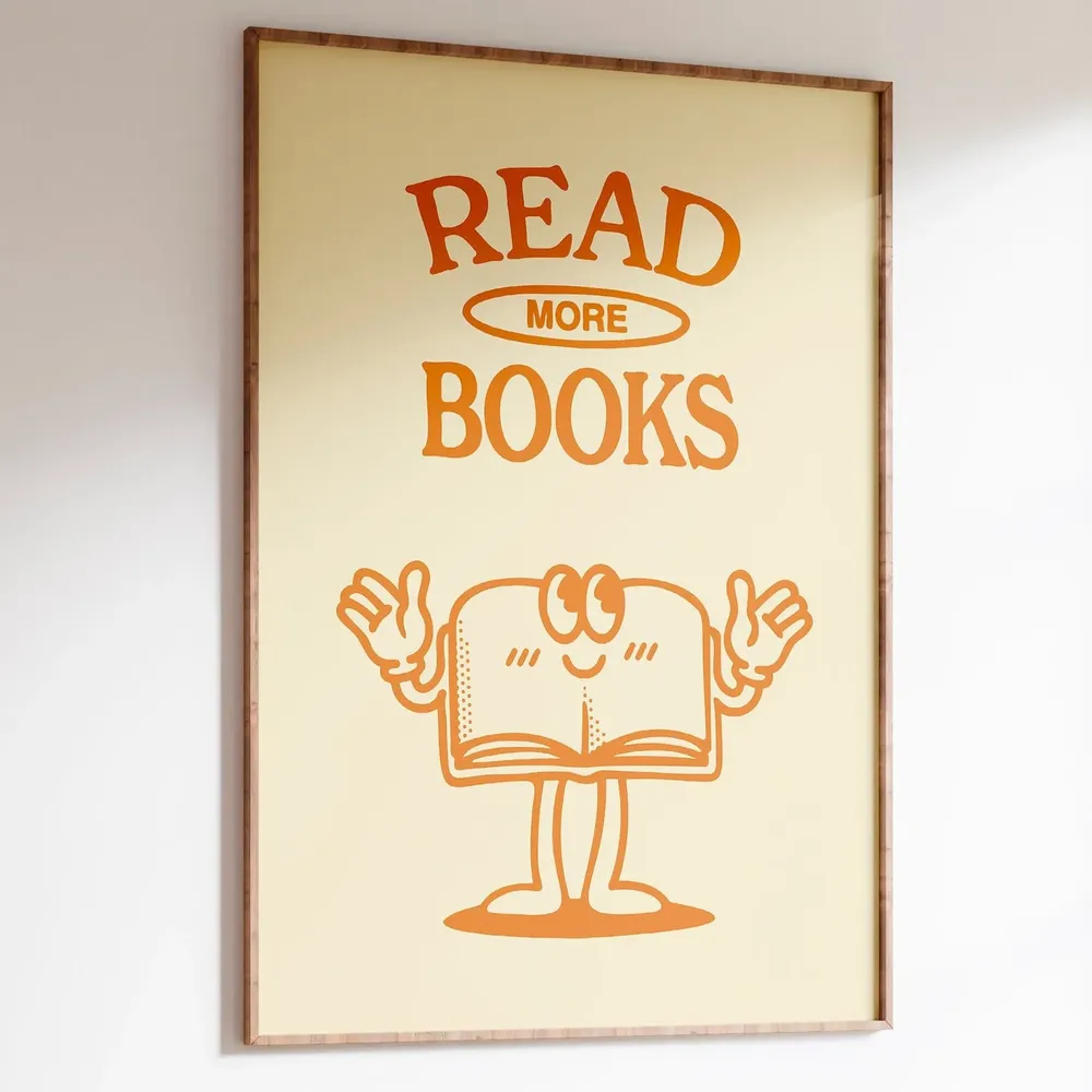 Retro Reading Read More Books Art Print