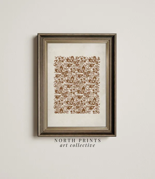 Autumn Botanical Pattern Art Print, Fall Minimalist Decor