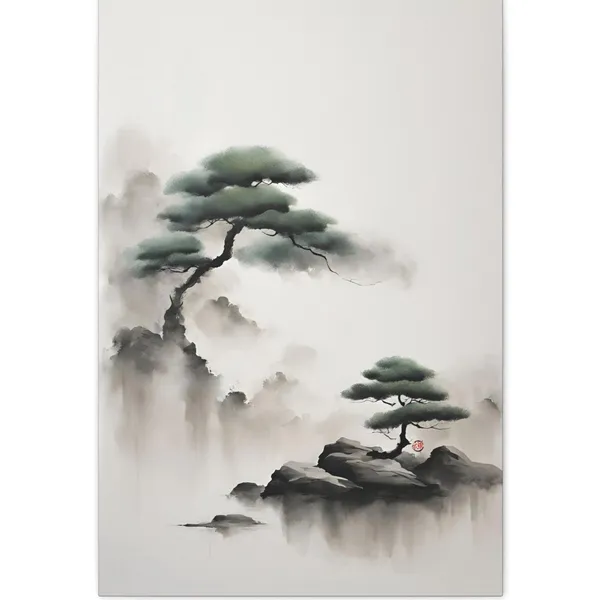 Japandi Painting Zen Minimalist Japanese Ink Wash Art Print