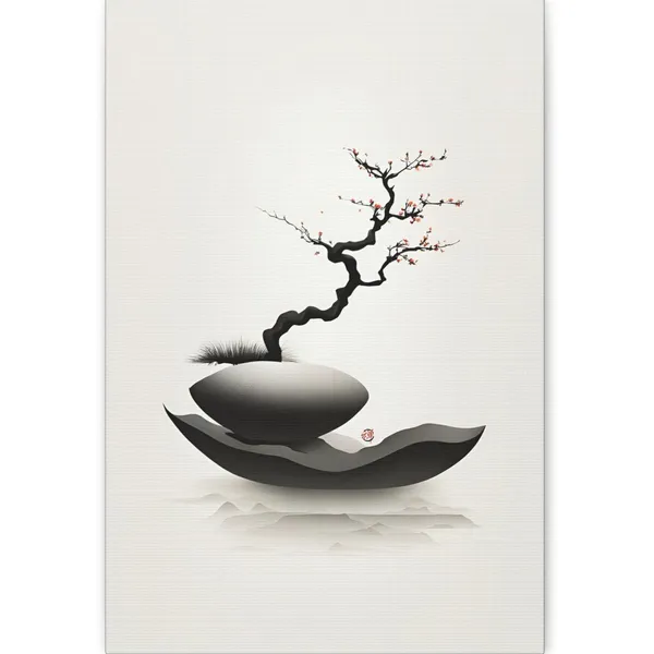 Japandi Zen Minimalist Ink Wash Wall Art Print
