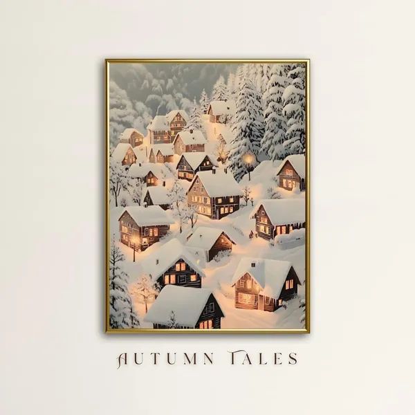 Winter Winderland Christmas Cottagecore Art Print