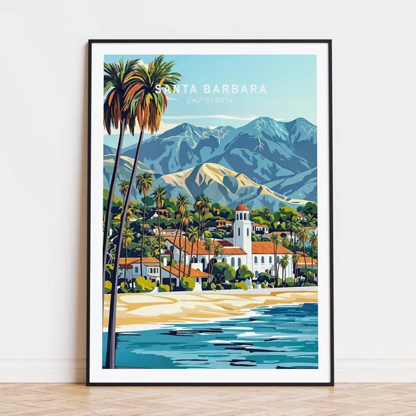 Santa Barbara Travel Poster, Custom Home Decor