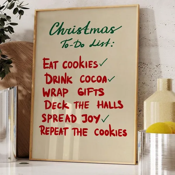 Vintage Christmas Kitchen Typography Poster, Retro