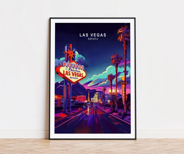 Las Vegas Nevada Travel Poster, Travel Art Print