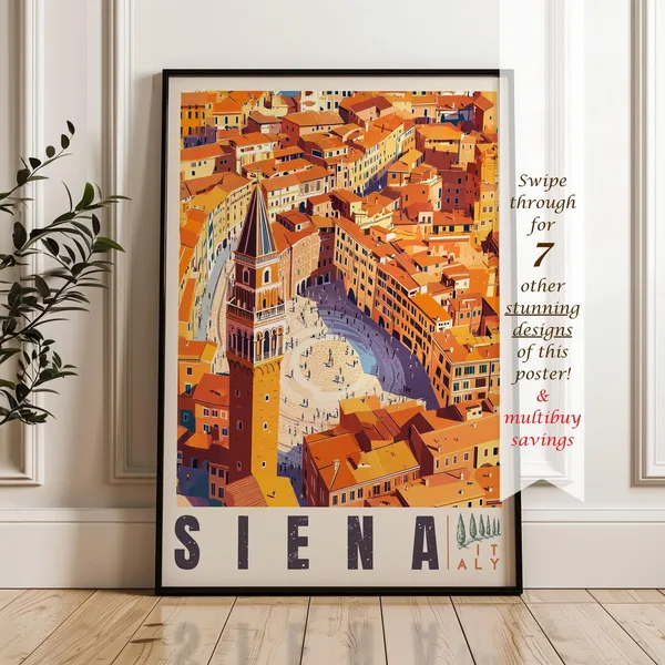 Siena Travel Poster, Tuscany Old Town Art Print