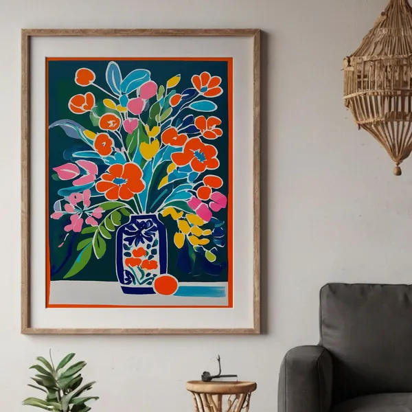Colorful Flower Vase Botanical Floral Art Print