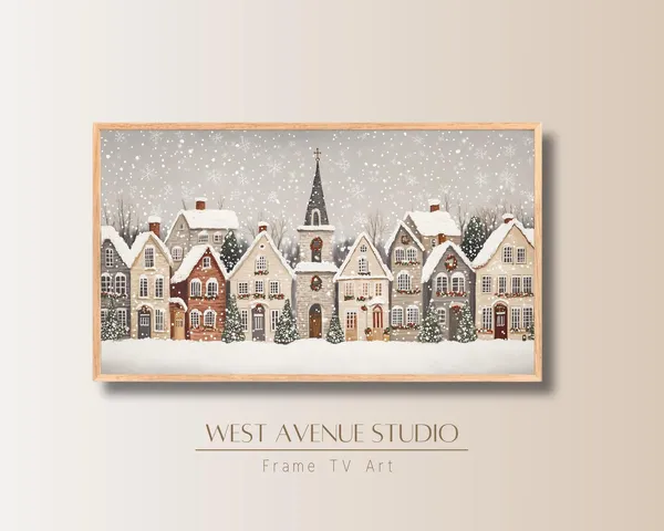 Christmas Village Winter Scene Art Print