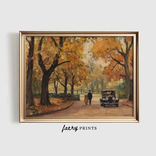Fall In Central Park Vintage Autumn Landscape Art Print
