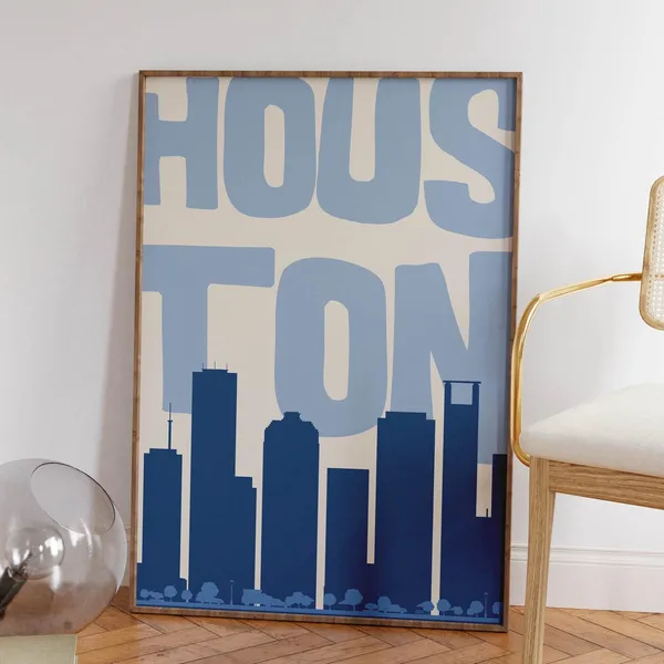 Houston Vintage Retro Minimalist Art Print