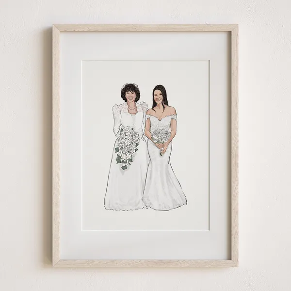 Generational Wedding Portrait Custom Wedding Dress Art Print