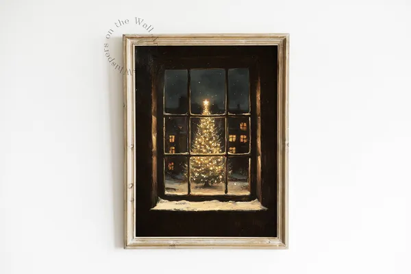 Nostalgic Christmas Tree Art Print, Moody Winter Decor