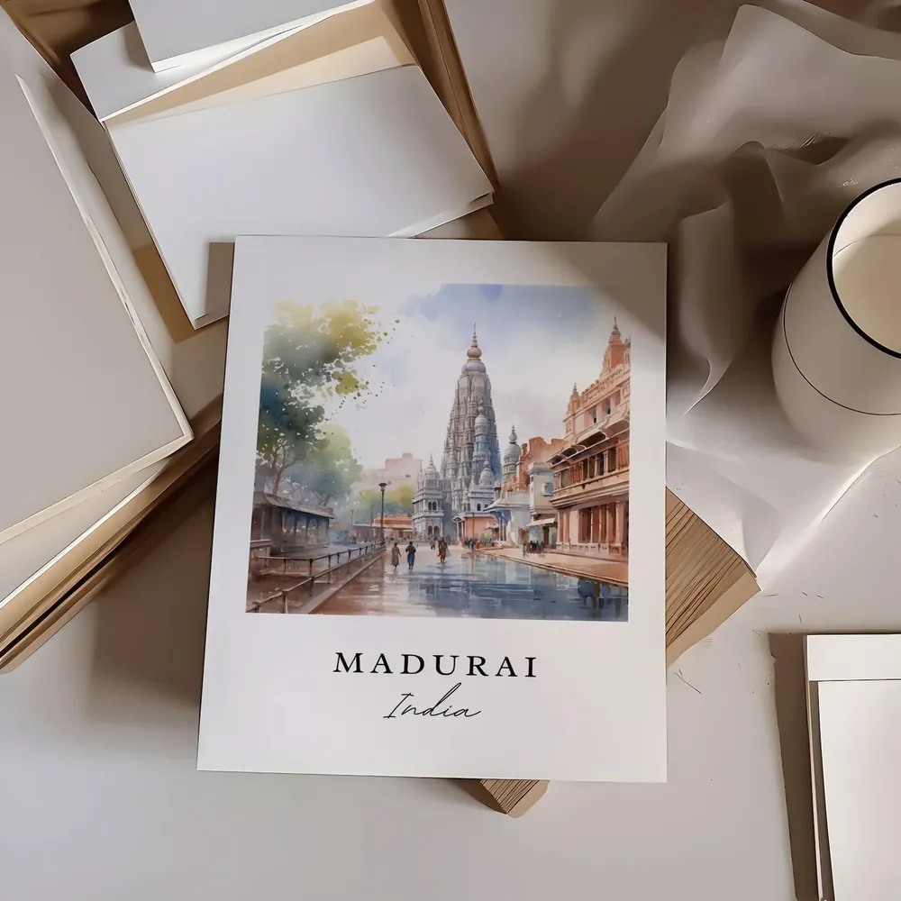 Madurai India Travel Poster, Custom Text Personalized - Image 6