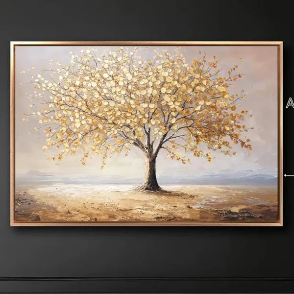Golden Tree Of Life Art Print, Abstract Landscape