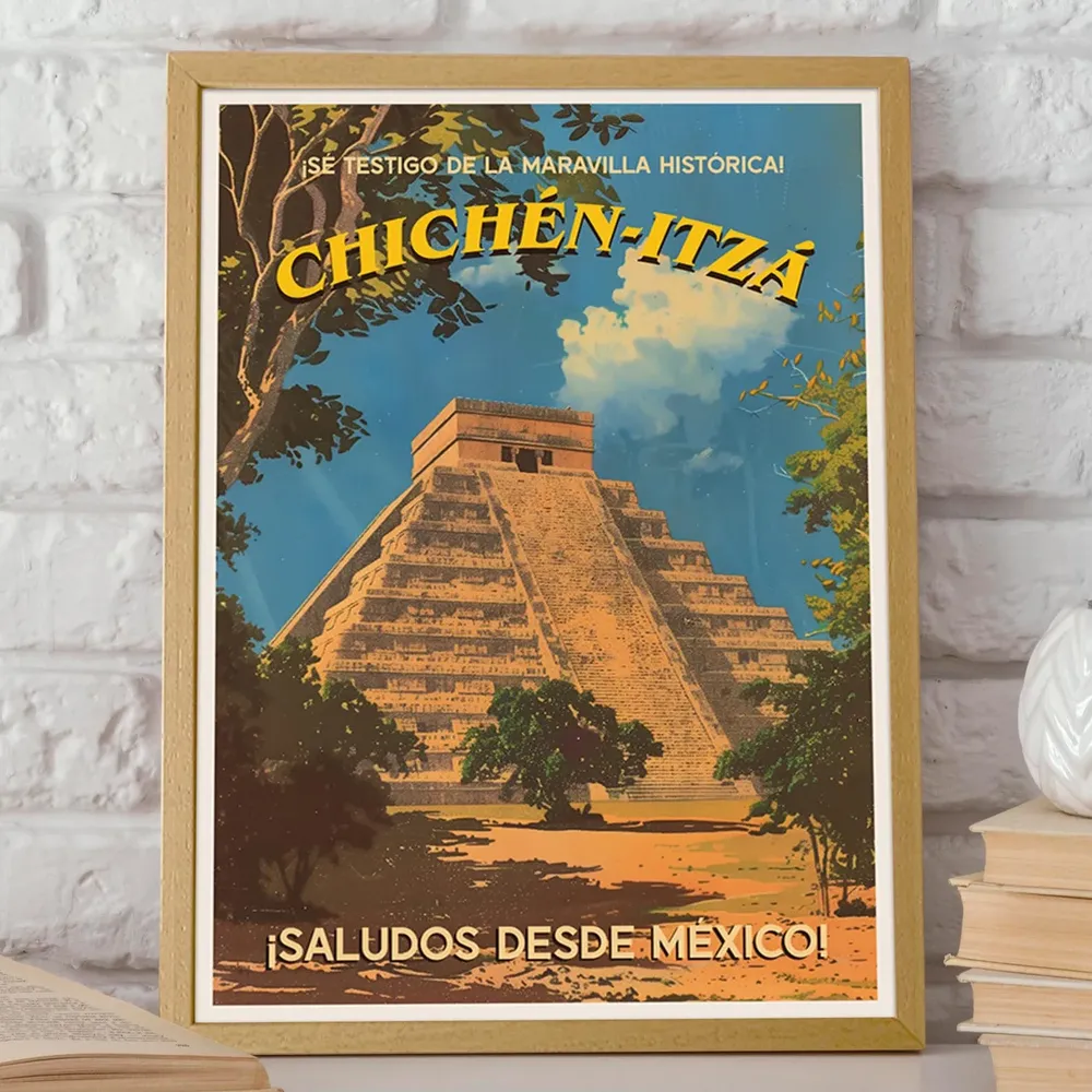 Chichen Itza Travel Poster, Mayan Ruins Mexico - Image 2