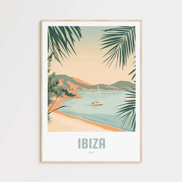 Ibiza Vintage Travel Poster, Spain Travel Poster