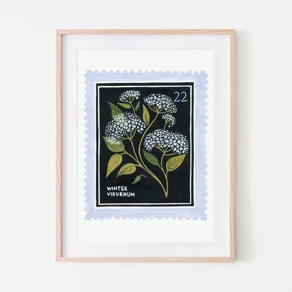 Winter Viburnum Vintage Botanical Art Print