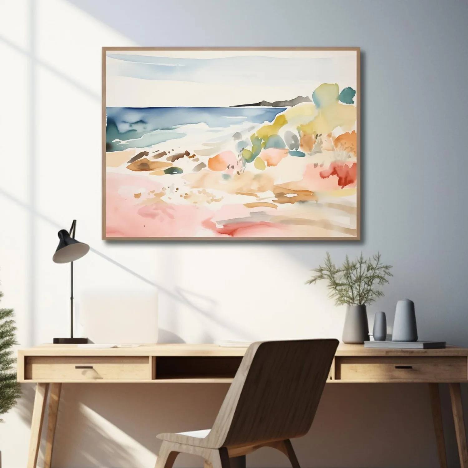 Abstract Coastal Landscape Beach Art Print, Watercolor - Image 4