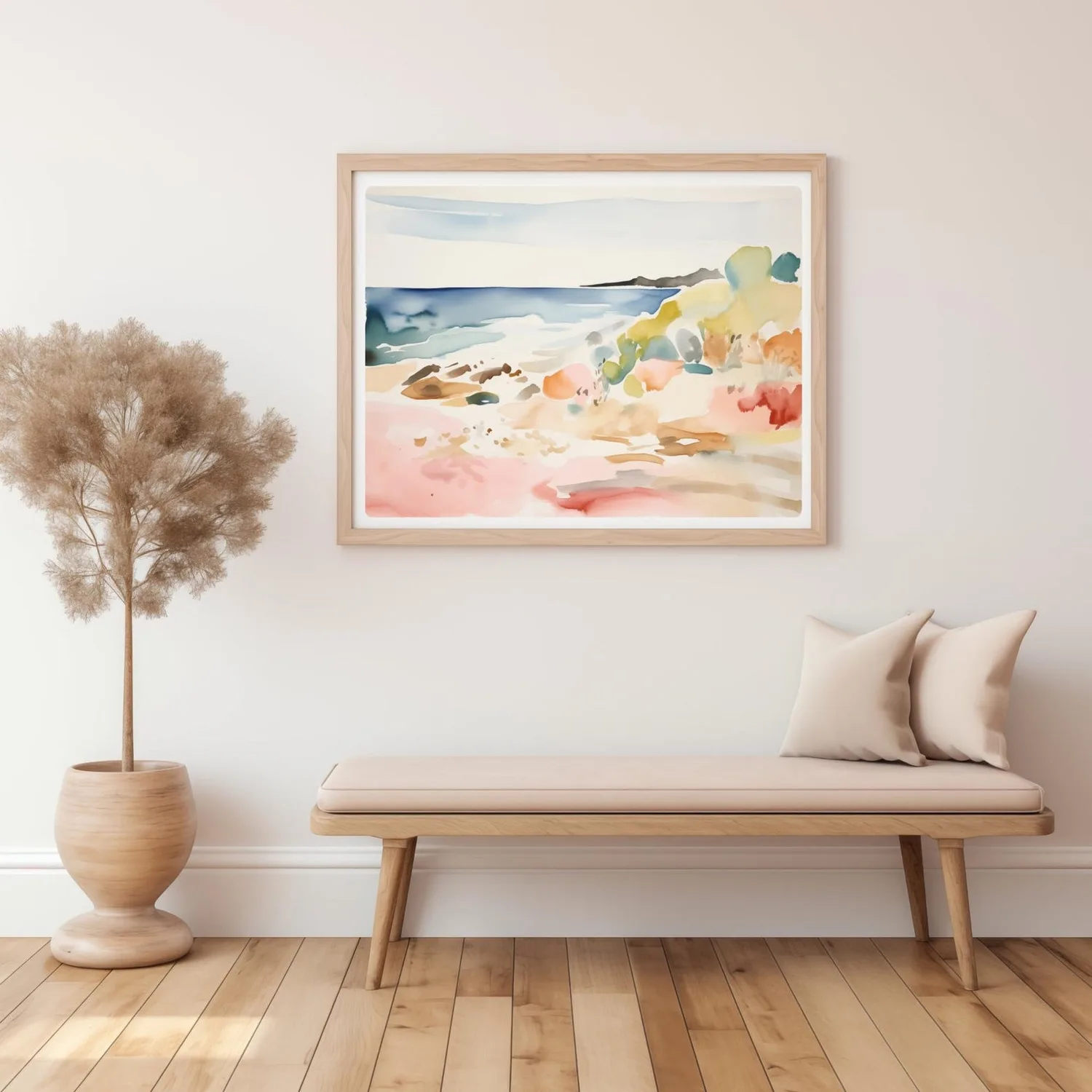 Abstract Coastal Landscape Beach Art Print, Watercolor - Image 3