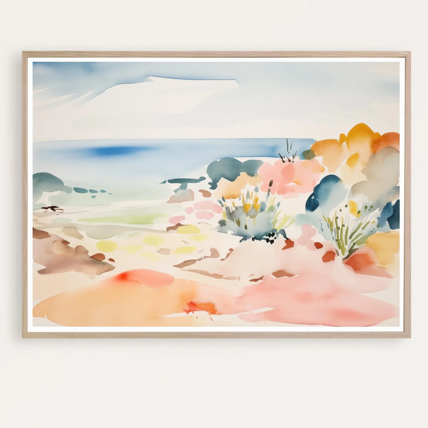 Abstract Watercolor Seascape Coastal Landscape Art Print