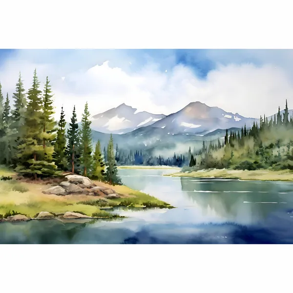 Wasatch Mountain Watercolor Landscape Art Print