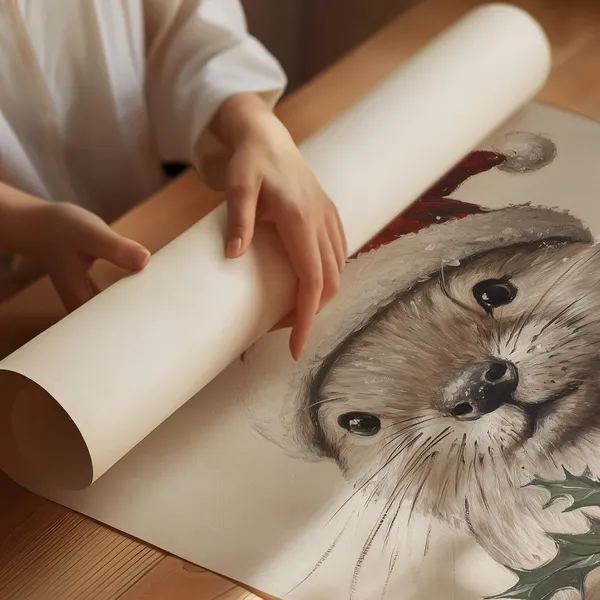 Christmas Otter Holiday Animal Art Print