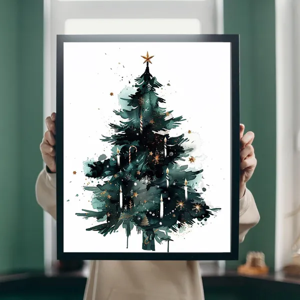 Christmas Tree With Candles Poster, Holiday Decor
