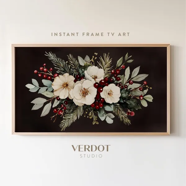 Winter Flowers Christmas Botanical Art Print