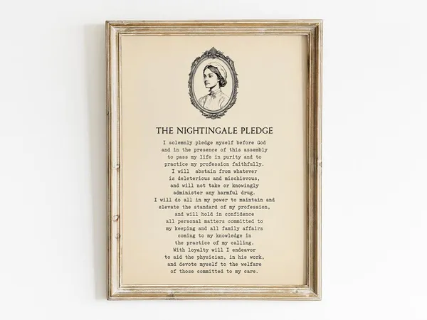Florence Nightingale Pledge, Medical Oath Art Print