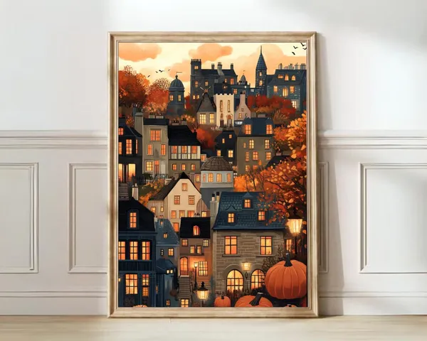 Edinburgh Autumn Illustration, Scotland Travel Poster