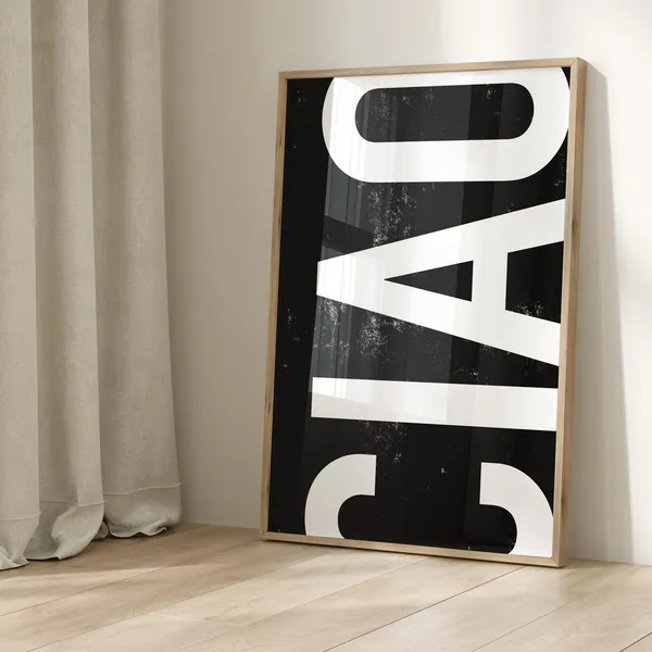 Ciao Black Edition Typo Poster, Nice Wall Art Print