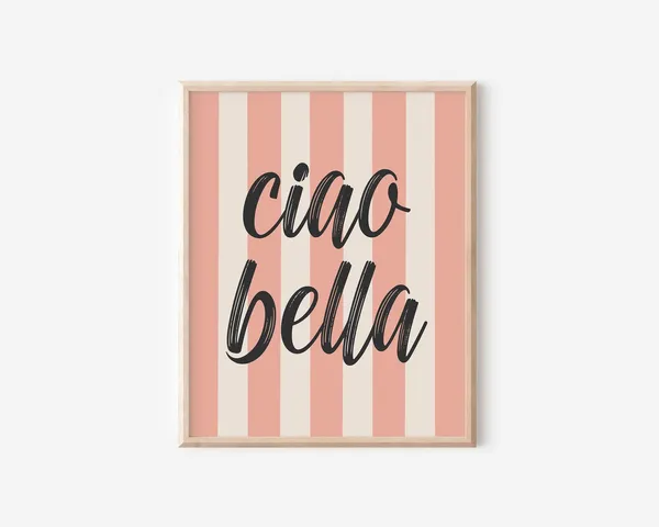 Ciao Bella Striped Typography Poster, Retro Print