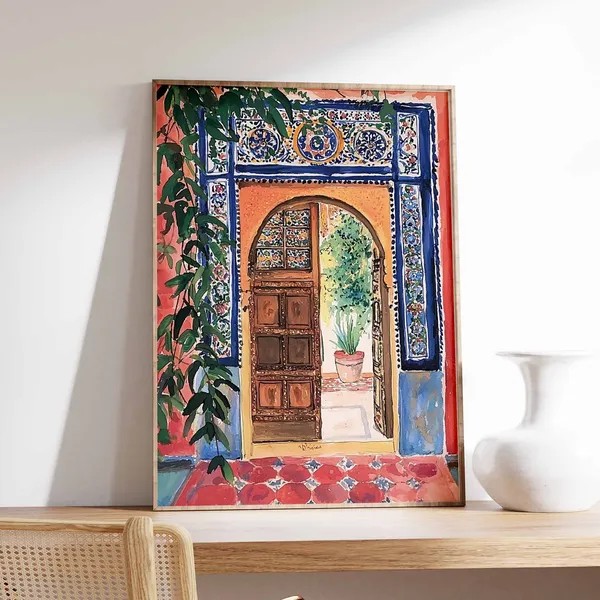 Islamic Botanical Print, Middle Eastern Decor Art