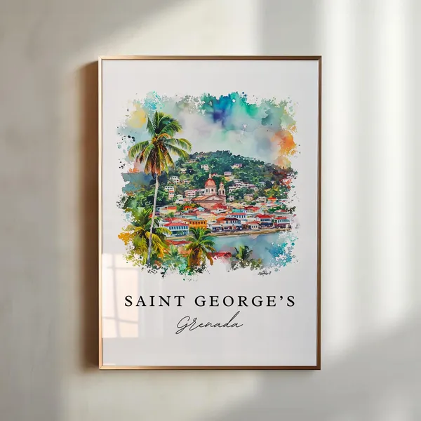 Saint Georges Grenada Art Print, Custom Text