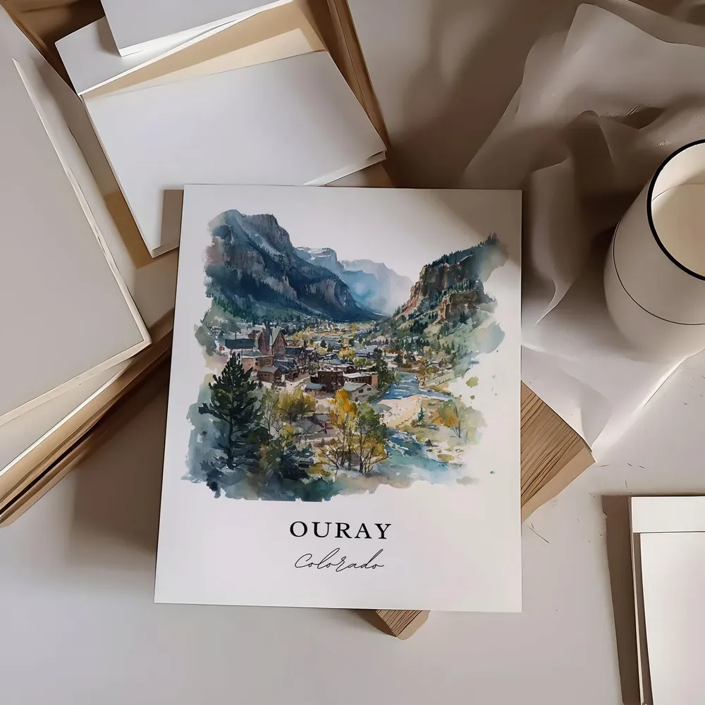 Ouray, CO Watercolor Travel Poster Art Print - Image 6