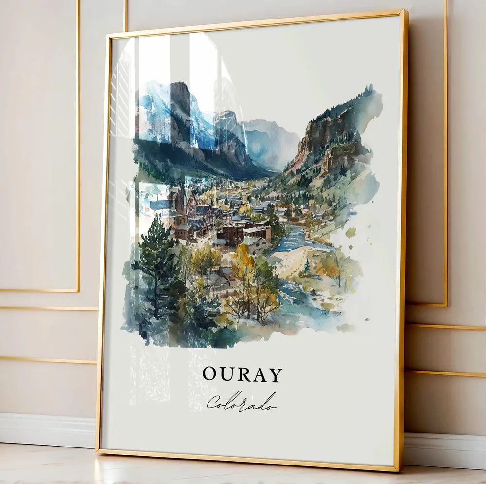 Ouray, CO Watercolor Travel Poster Art Print - Image 3