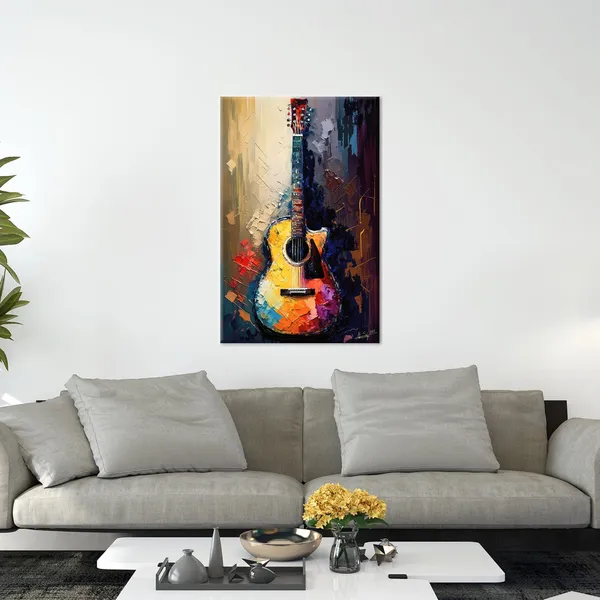 Abstract Guitar Painting, Modern Music Wall Art Print