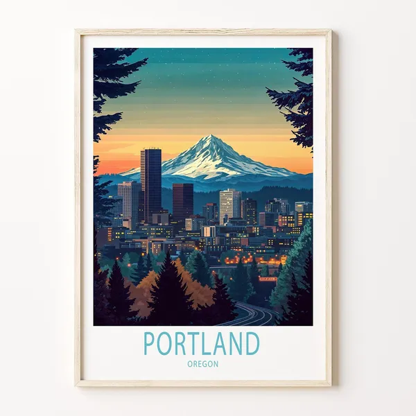Portland Oregon Travel Poster, Personalised Art Print
